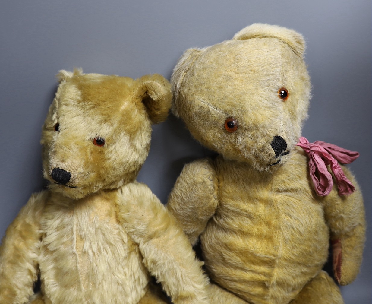 1950s Chiltern Hugmee, 55cm, a 1960ss English bear, 16cm, and a cotton plush European bear, 45cm